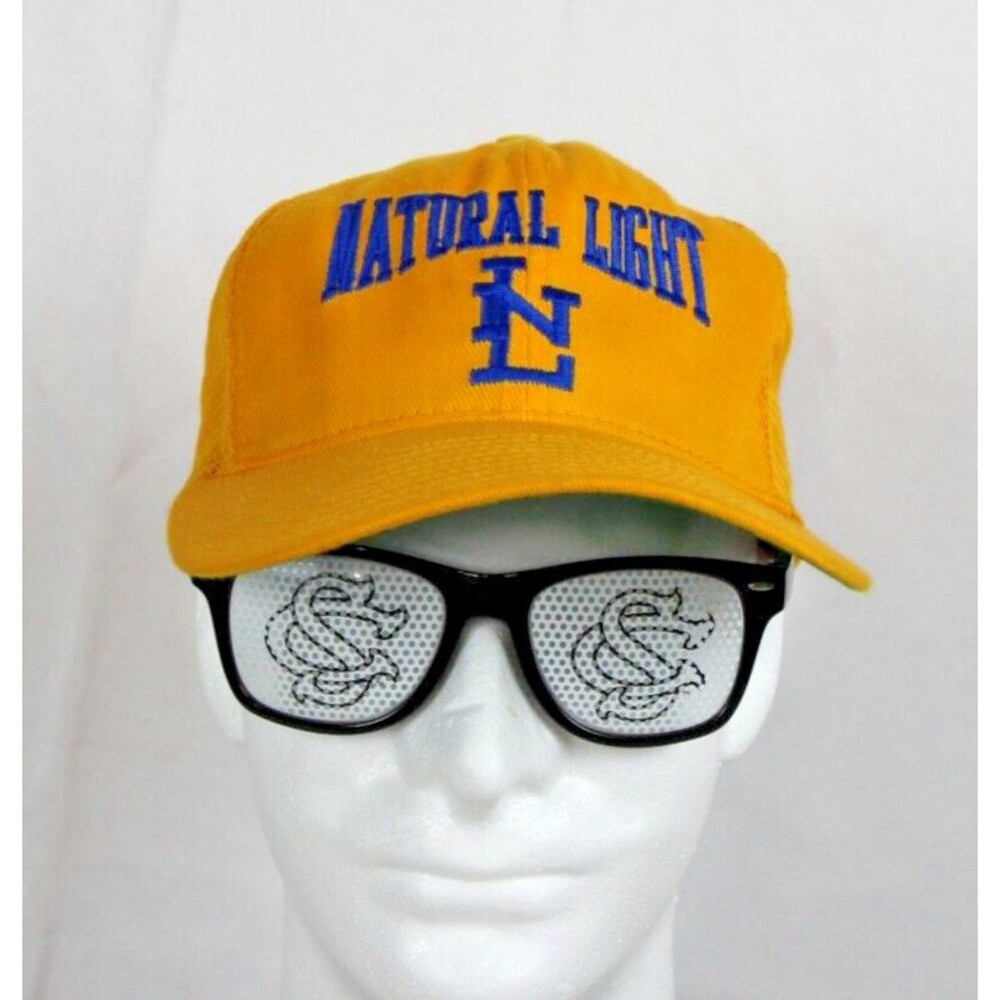 Vintage Natural Light Beer Yellow with Mesh Snapback Hat Cap --USA Made